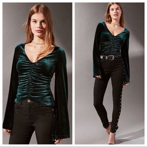 Urban Outfitters Marie Cinched V-neck Velvet Top